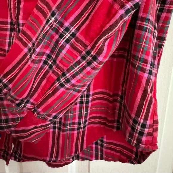 Victoria’s Secret Y2K Plaid Gold Shimmer Button Down Sleep Top Small Holiday - Picture 6 of 13